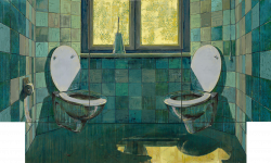 Waschung III (Daneben), 2009 | 160 x 270 cm | Mischtechnik auf Leinwand