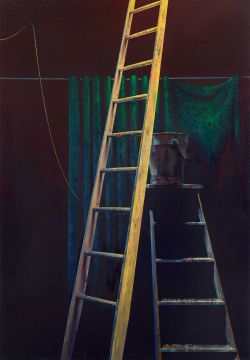 Bühne II (Leitern), 2016/2020 I Öl auf Leinwand I 260 x 180 cm